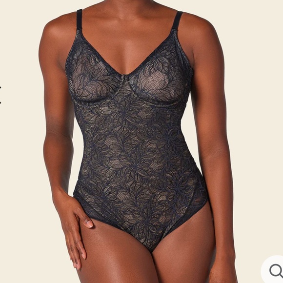 🆕Leonisa Lace Contour Shaping Lace Bodysuit with Underwire Fabric Cups Size S - Picture 2 of 14